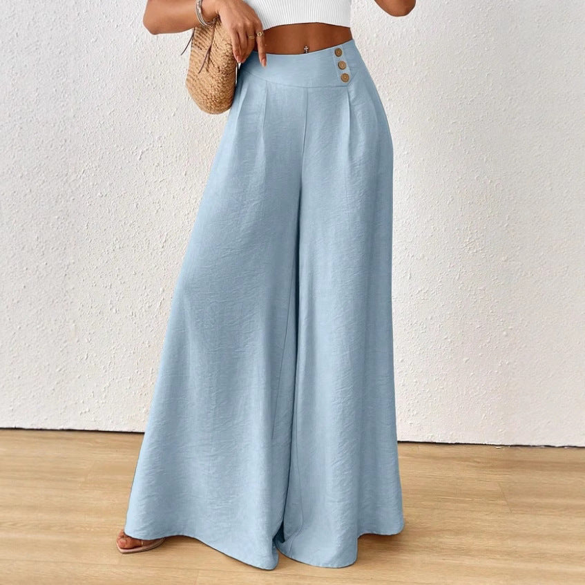 Stylish And Elegant Mid-rise Wide-leg Pants With A Flared Hem (see size guide under more details)