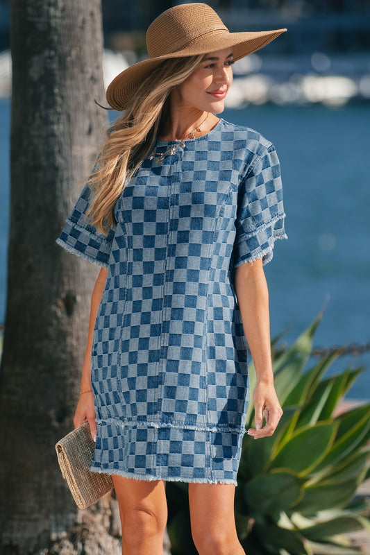 Jessie Hem Checkered Mini Dress