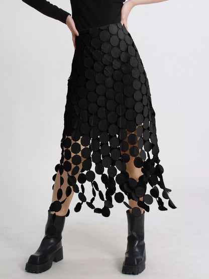 Fringe Midi Skirt See size chart under “more details”