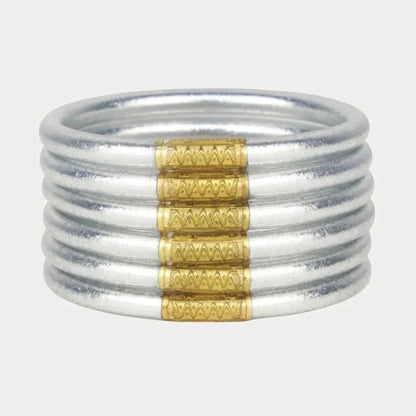 Budhagirl Silver All Weather Bangles® (Set of 6) - Serenity Prayer