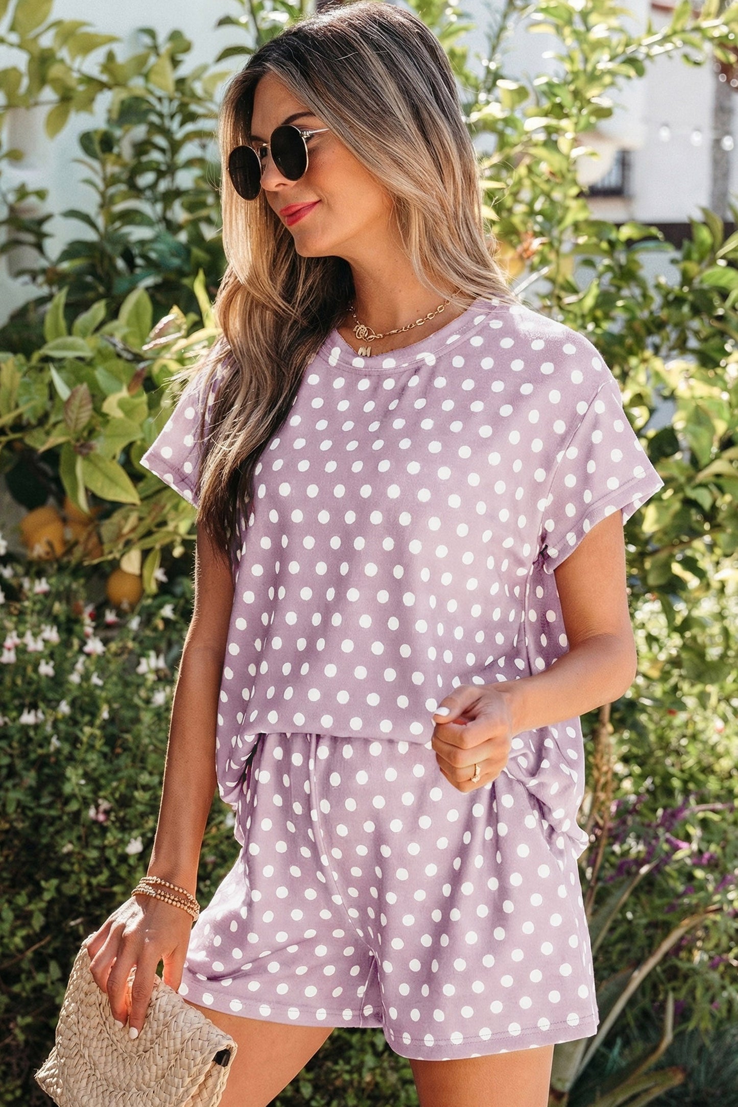 Green Polka Dot Print Short Set