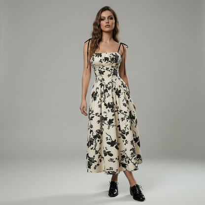Tie-Shoulder Floral Mini Dress