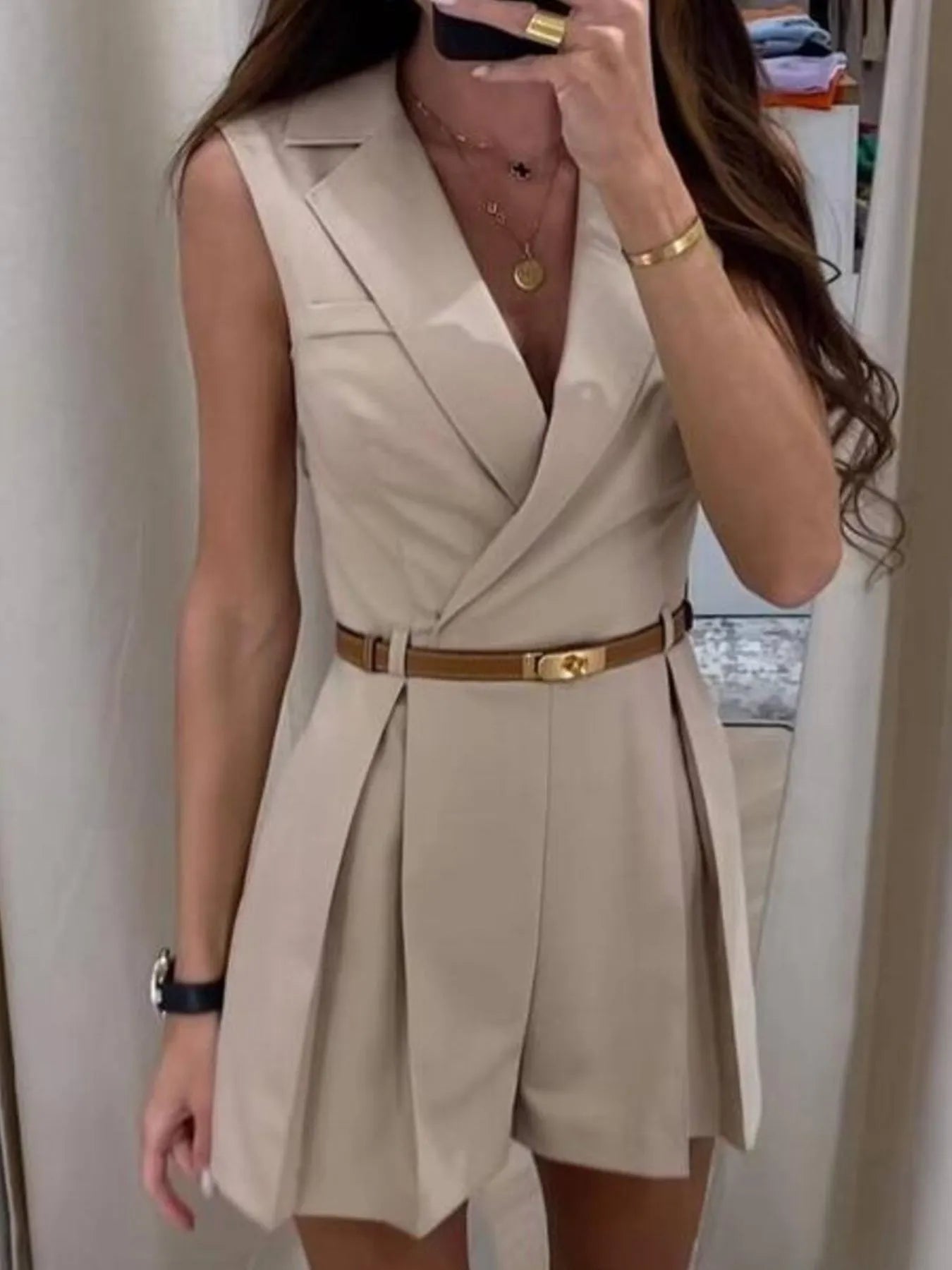Women's Solid Sleeveless Surplice Romper – Relaxed Fit