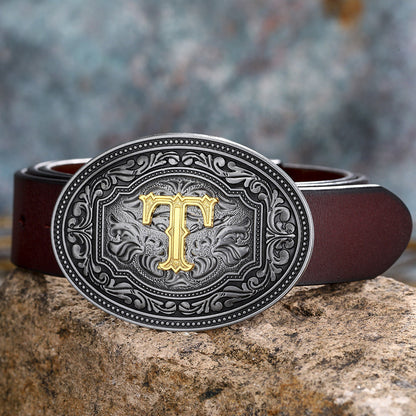 Tang Grass Pattern Letter A-Z Belt Buckle Head