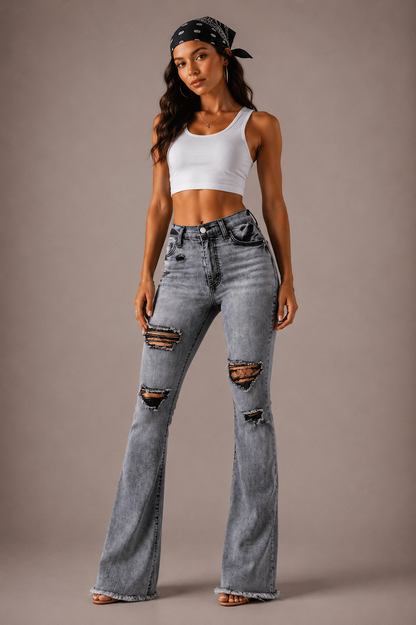 Storm Bell Bottom Jean in Charcoal Grey