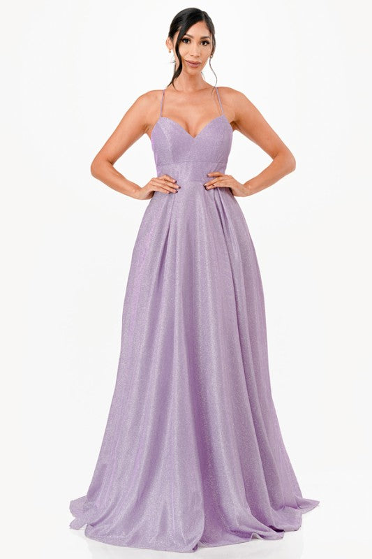 Back lace up glitter gown