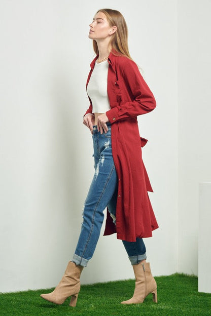 Button Down Shirt Long Dress PLUS