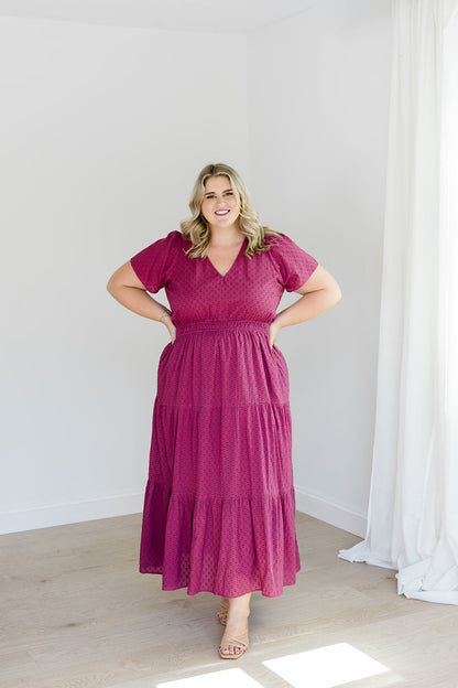 The Sarah Maxi Dress in Sugar Plum Dobby