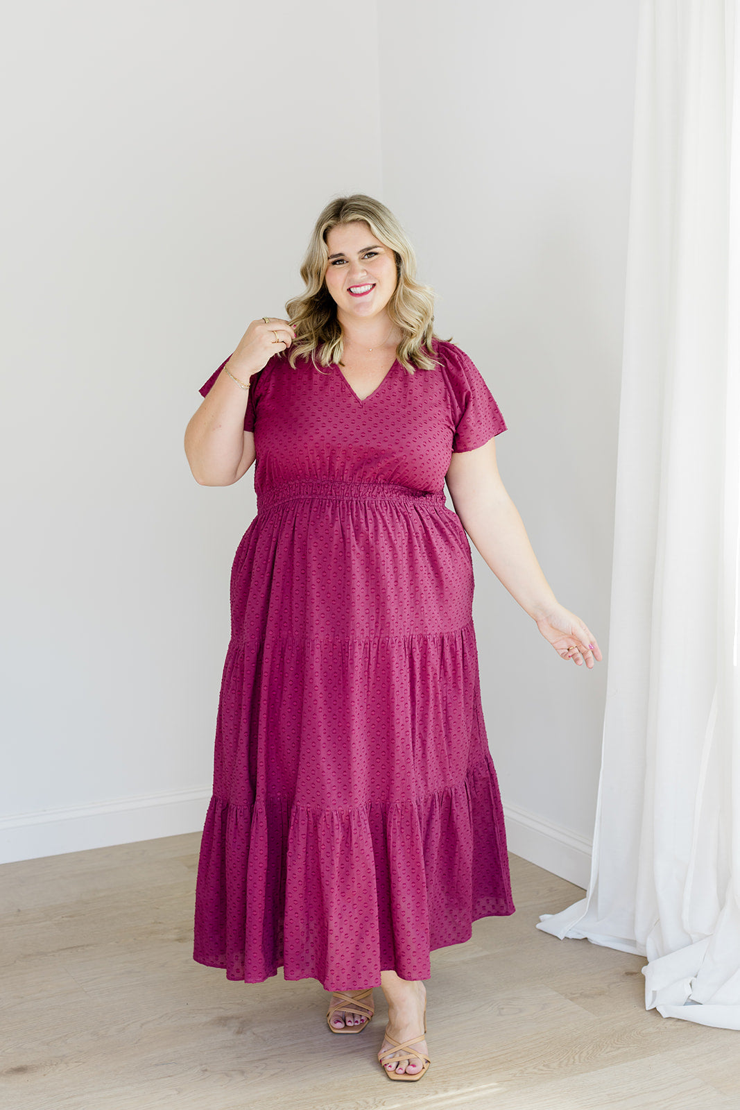 The Sarah Maxi Dress in Sugar Plum Dobby