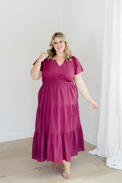 The Sarah Maxi Dress in Sugar Plum Dobby