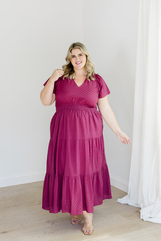The Sarah Maxi Dress in Sugar Plum Dobby