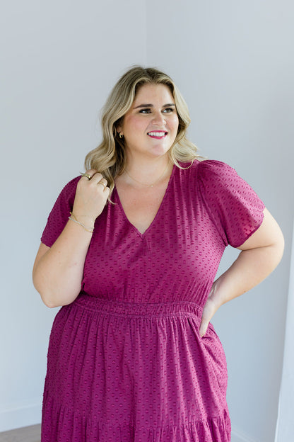 The Sarah Maxi Dress in Sugar Plum Dobby