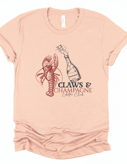 Claws & Champagne Lobster Club Bella Canvas Graphic Tee