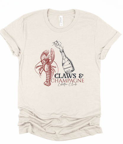Claws & Champagne Lobster Club Bella Canvas Graphic Tee