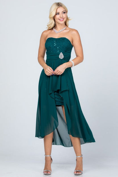 Open back lace and chiffon surplus dress