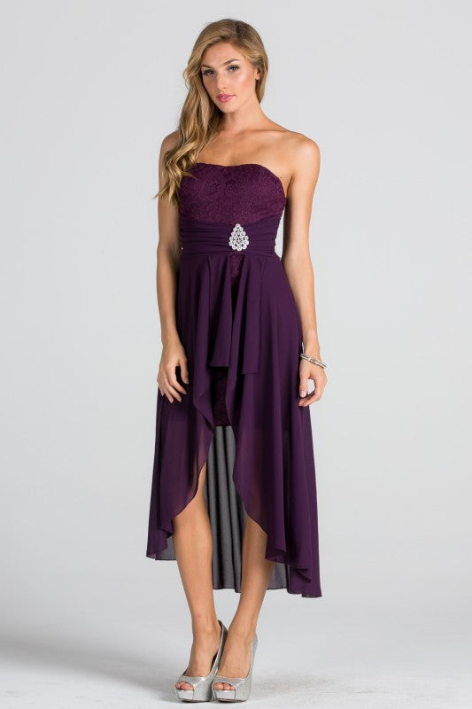 Open back lace and chiffon surplus dress