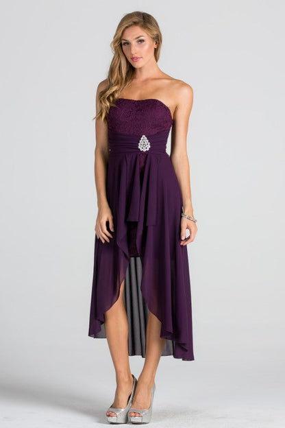 Open back lace and chiffon surplus dress