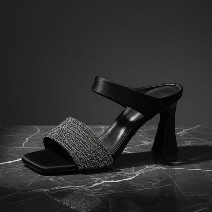 Women's Chunky Heel Slip-On Slippers – Breathable Platform Mules