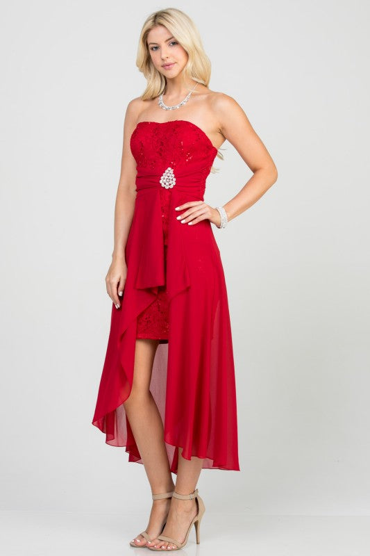 Open back lace and chiffon surplus dress