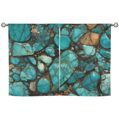 Baha Ranch Turquoise Window Curtains 28"x40" (2-Piece) Made in America
