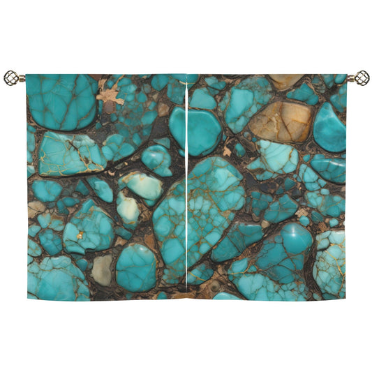 Baha Ranch Turquoise Window Curtains 28"x40" (2-Piece) Made in America