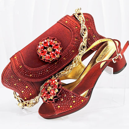 Evening Party With Rhinestone Pointed Toe Shoes Hand Bag Suit See size chart under “more details”