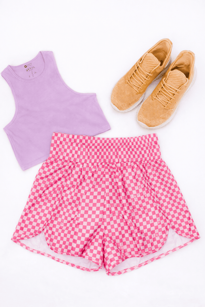 Cheyenne Athleisure Checkered Shorts
