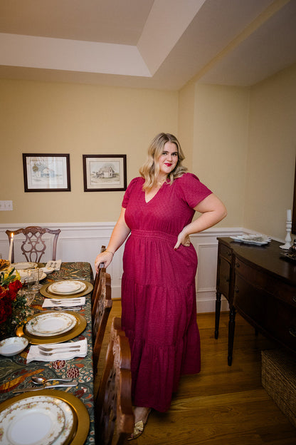 The Sarah Maxi Dress in Sugar Plum Dobby