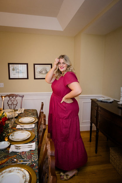 The Sarah Maxi Dress in Sugar Plum Dobby