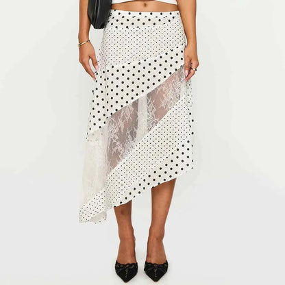 Nueva falda Midi fluida de encaje Irregular para mujer, f...
