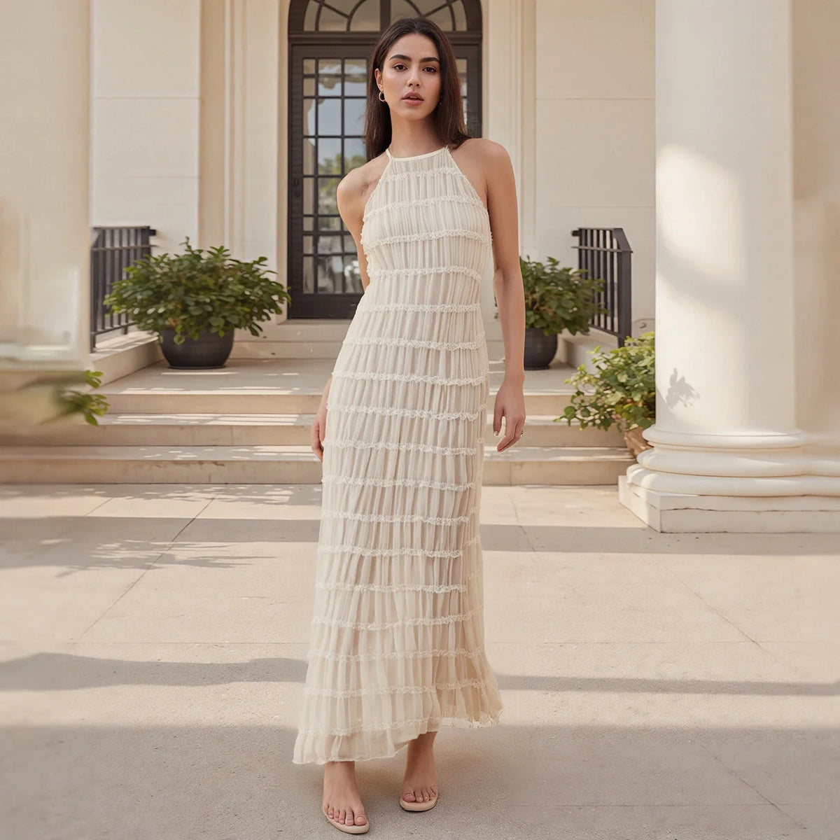 Vestido de cóctel fruncido elegante para mujer, vestido l...