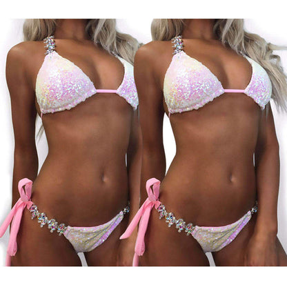 Gradient Sequins Rhinestone Swimsuit Suit Women Bikini