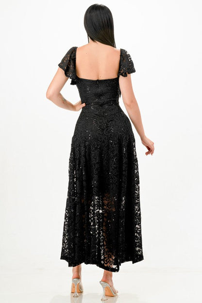 Butterfly sleeve lace dress