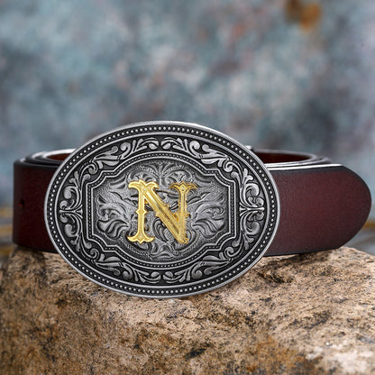 Tang Grass Pattern Letter A-Z Belt Buckle Head