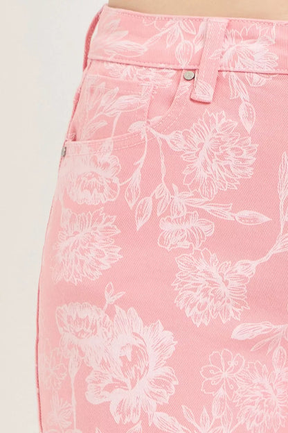 RISEN High Rise Sketched Floral Shorts