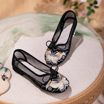 Women's Butterfly Embroidered Mesh Flats – Bow Tie Breathable Shoes