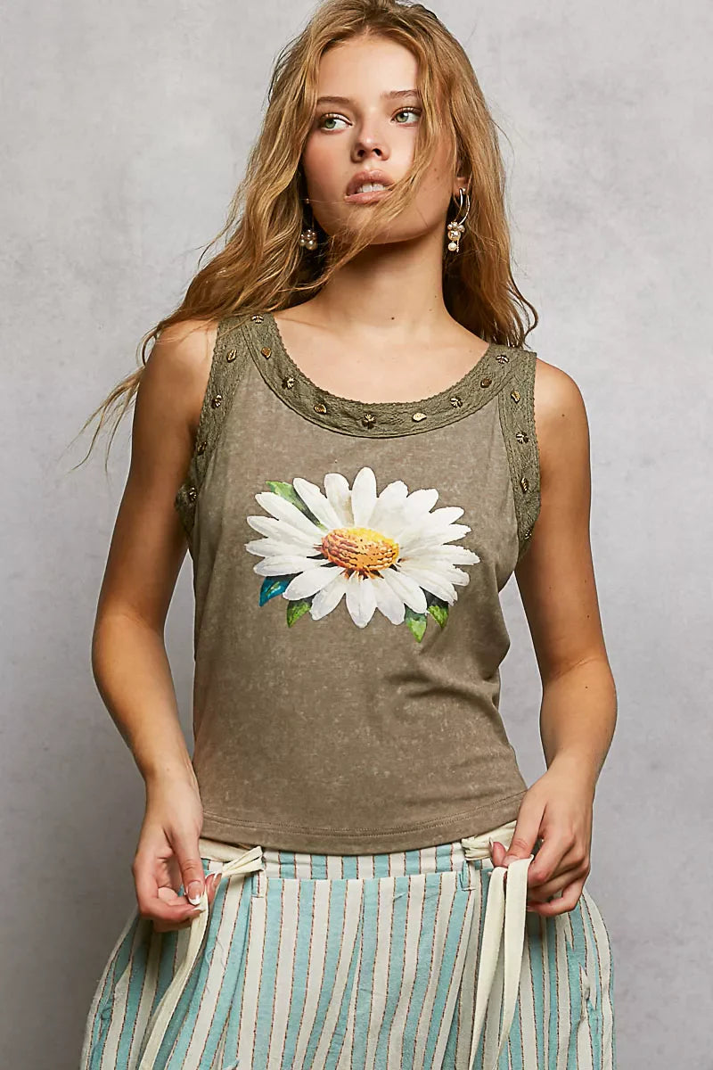 POL Floral Tank with Studs