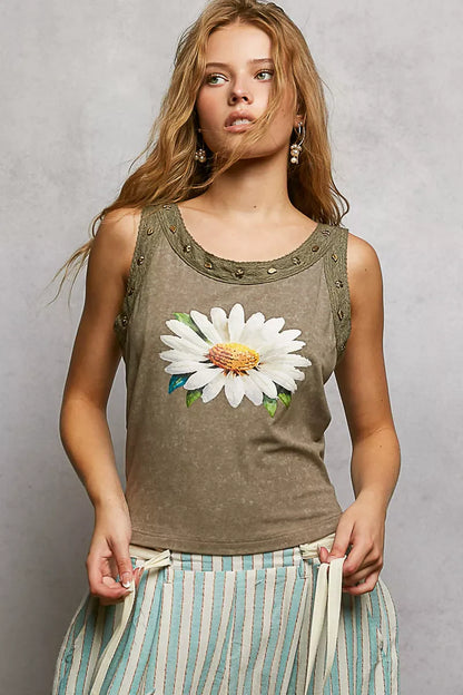 POL Floral Tank with Studs