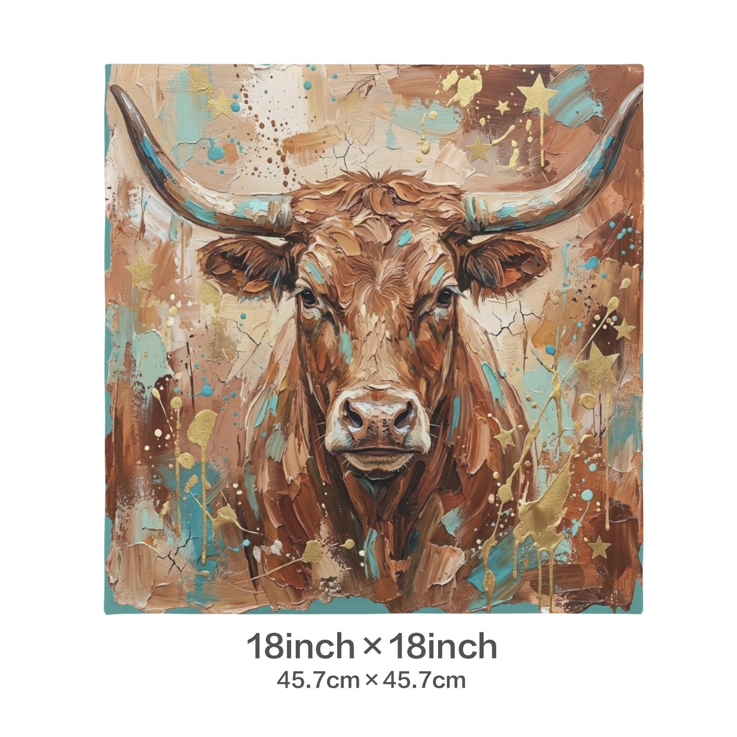 Baha Ranch Velvety Soft Painted Bull Pillow Cover Made in America
