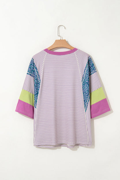 Kyra Patchwork Bracelet Sleeve Blouse