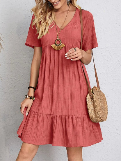 V-Neck Short Sleeve Dress