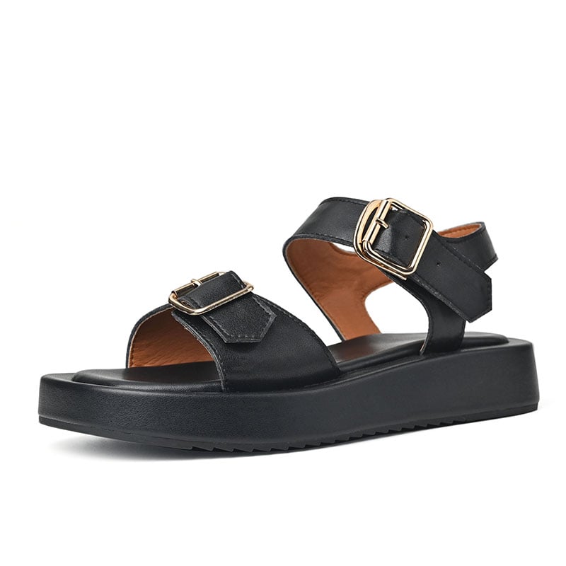 Women's Summer Flat Platform Sandals with Buckle