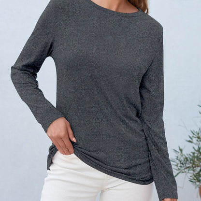 Women's Breathable Soft Stretch Round Neck Long Sleeve T-Shirt -