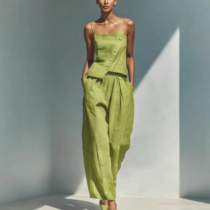 Women's Gold-Buckle Camisole & Pants Two-Piece Set