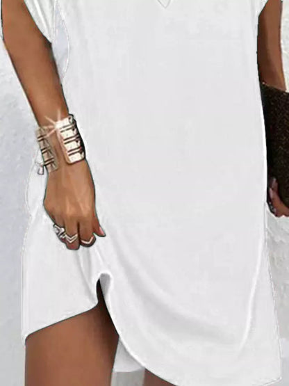 V-Neck Slit Sleeve Mini Dress