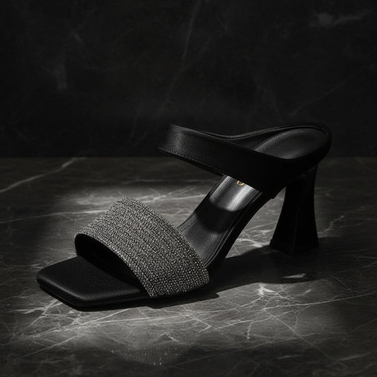 Women's Chunky Heel Slip-On Slippers – Breathable Platform Mules