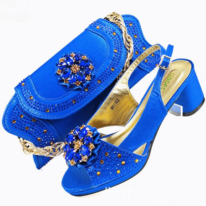 Evening Party With Rhinestone Pointed Toe Shoes Hand Bag Suit See size chart under “more details”