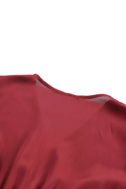 Elegant Tie-Front Ruffle Mini Dress with Smocked Wiast