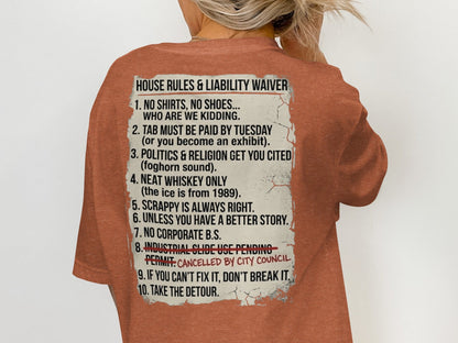 Scrappy Malone's Unofficial House Rules Tee - 100-Proof Bar Humor