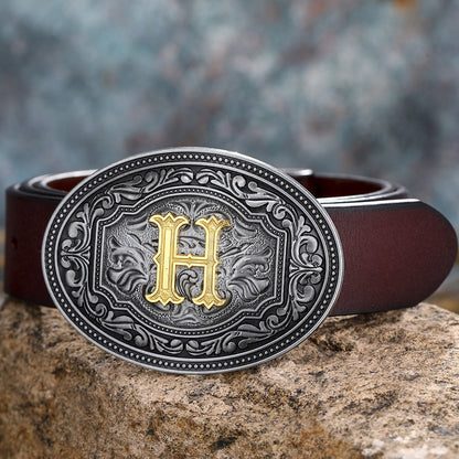 Tang Grass Pattern Letter A-Z Belt Buckle Head